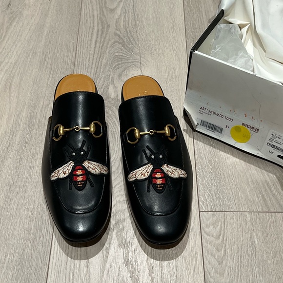 Gucci Horsebit Bee Leather Mules - Men Black 8.5 IT - Picture 4 of 7
